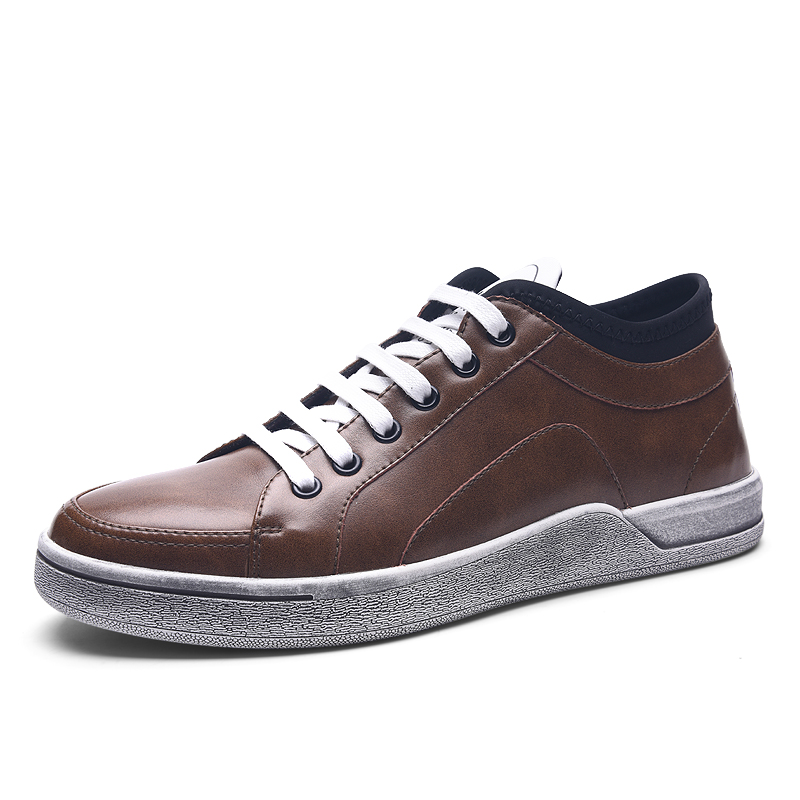 斯米尔(Simier)男鞋秋季潮鞋2017新款时尚做旧板鞋休闲鞋系带男士休闲皮鞋