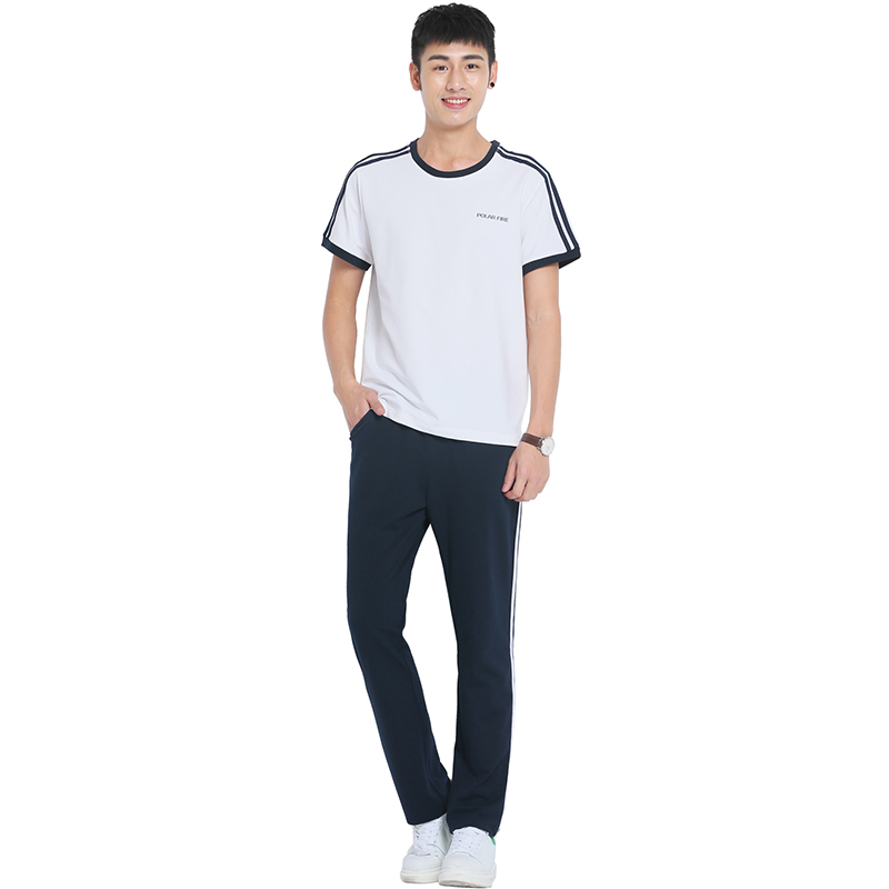 极地火户外夏男款短袖T恤长裤运动服套装 跑步休闲健身服YDT311