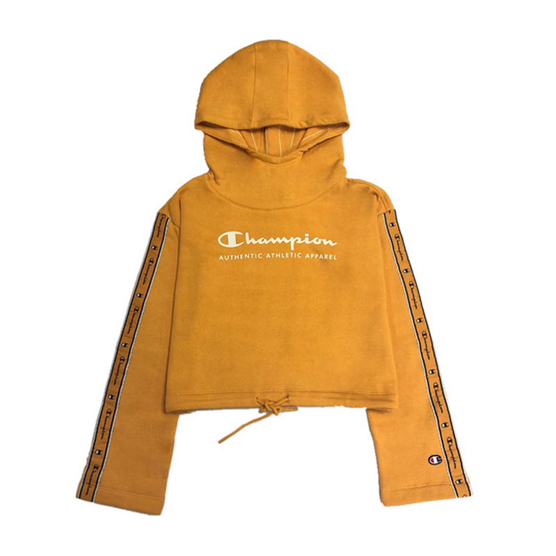 champion 冠军卫衣女连帽全LOGO字母串标卫衣宽松加绒外套 110877