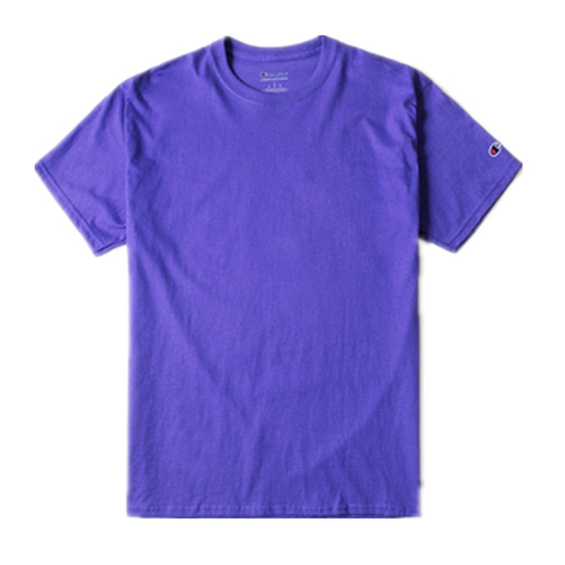 Champion 冠军美版男女明星同款袖口logo短袖T恤休闲情侣装 紫色 T425-6