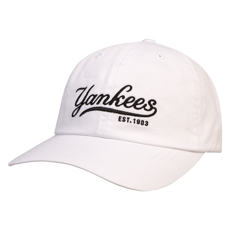 MLB 韩国NY美职棒 洋基队纯白棉质帽 情侣休闲遮阳帽 32CPEA811-50W
