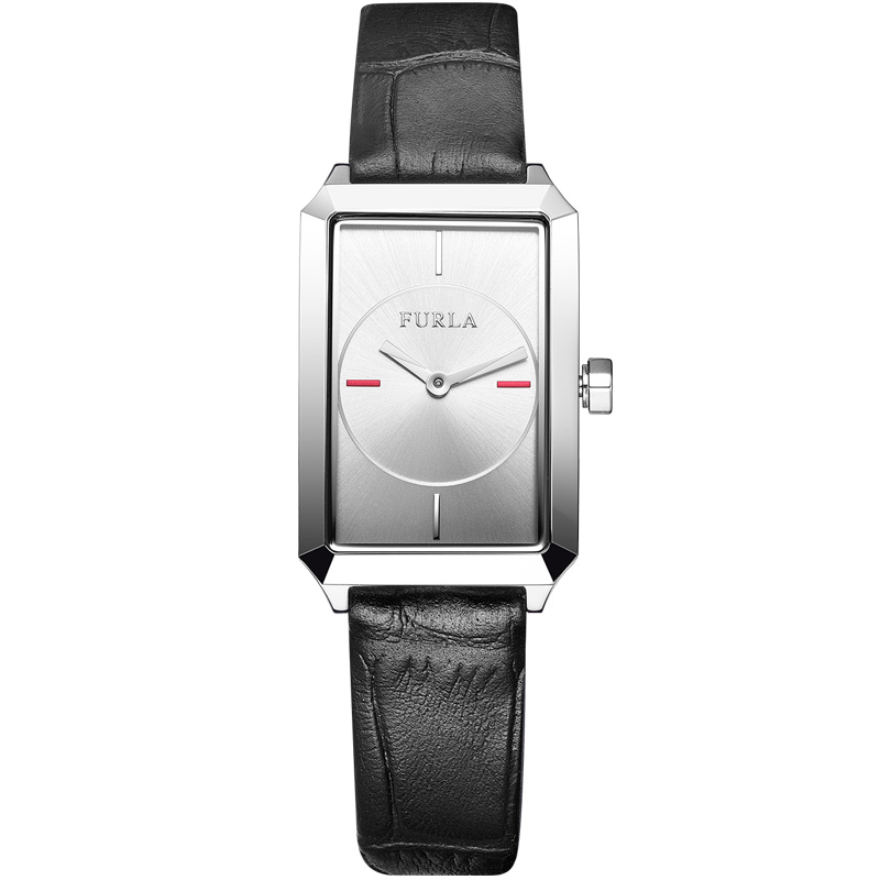 Diana系列简约独特方形牛皮防水女士石英女表