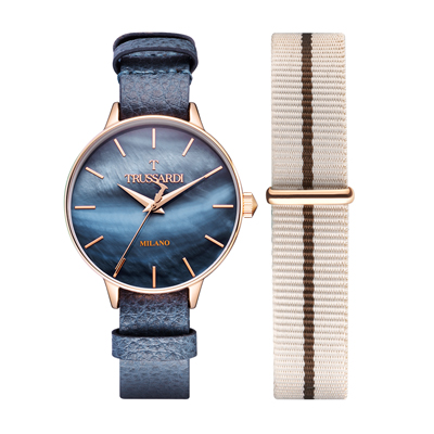 TRUSSARDI T-EVOLUTION系列一表多戴贝母表盘石英女士手表防水