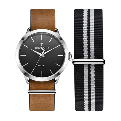 TRUSSARDI T-EVOLUTION系列潮流经典一表多戴时尚石英男士手表