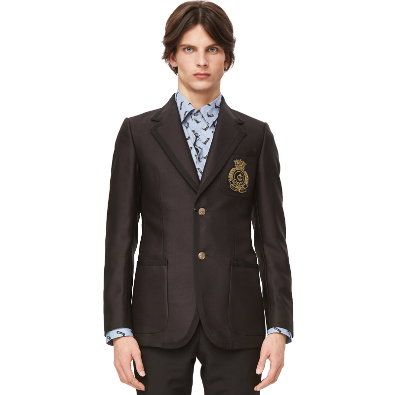 GUCCI/古驰 古驰黑色勋章羊毛男士西服西装374072