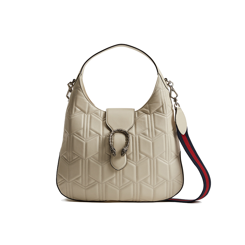 GUCCI/古驰 欧美时尚Dionysus系列皮革大号白色黑色手提包 中（最长边30-50cm）446687