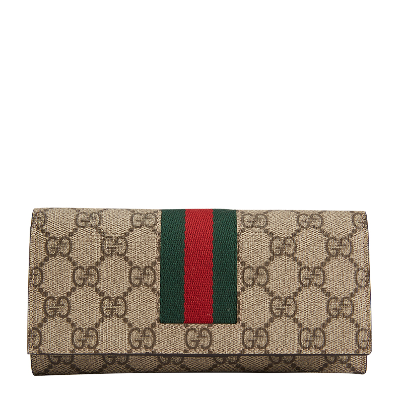 GUCCI/古驰 饰织带人造革女士帆布长款钱包 其他408830