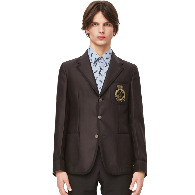 GUCCI/古驰 古驰黑色勋章羊毛男士西服西装374073