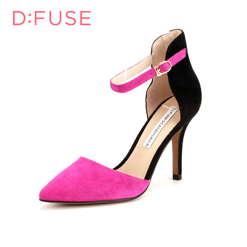 ST&SAT/星期六旗下羊皮尖头超高套脚拼接撞色中空单鞋女DF61113135