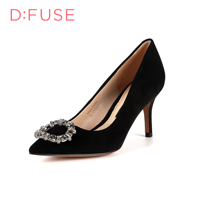 D：Fuse/迪芙斯羊皮水钻尖头细高跟单鞋女鞋DF61113095_nMC64