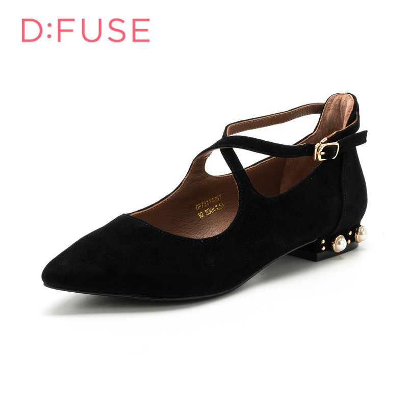 D：Fuse/迪芙斯春季单鞋瓢鞋低跟百搭浅口绑带尖头女鞋DF73111267