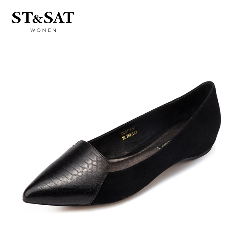 St&Sat/星期六羊皮尖头低跟简约复古浅口单鞋女鞋SS63111161