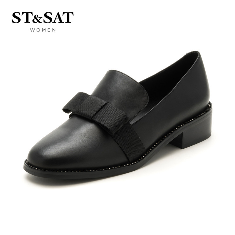 St&Sat/星期六蝴蝶结单鞋女铆钉乐福鞋女深口鞋SS73112227