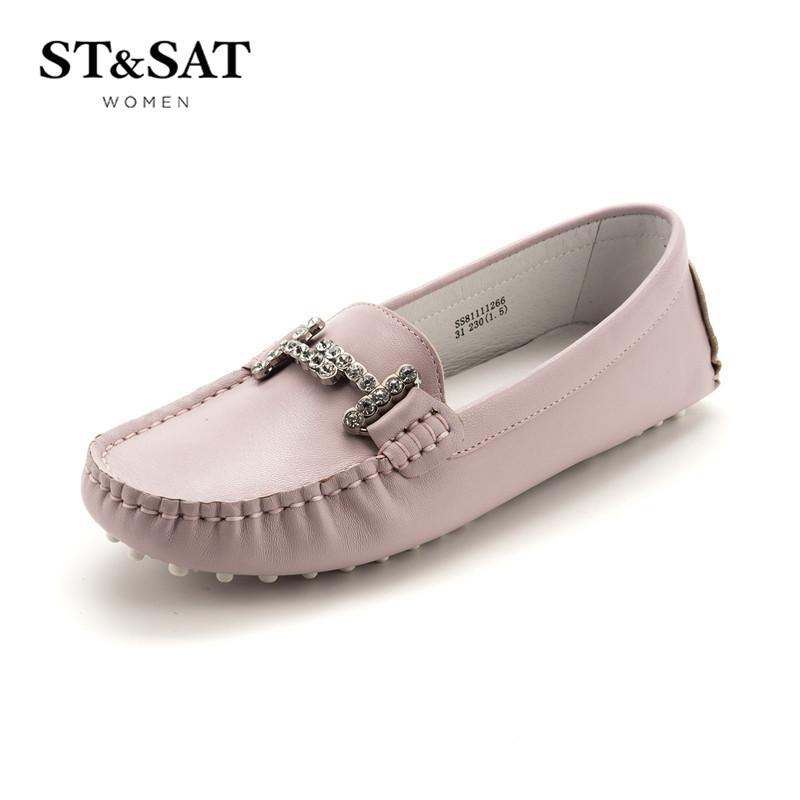 St&Sat/星期六商场同款羊皮革圆头豆豆女单鞋SS81111266