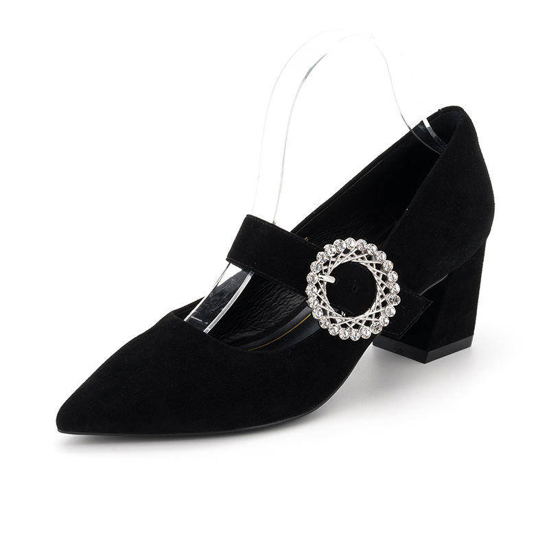 星期六(ST&SAT)18年新品专柜同款金属圆扣尖头中跟粗跟时尚单鞋女SS83111159