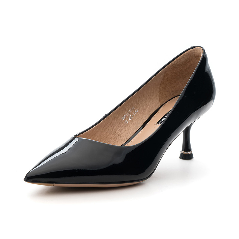 星期六(ST&SAT)2019年漆面牛皮革尖头中跟细跟时尚单鞋女SS91111042