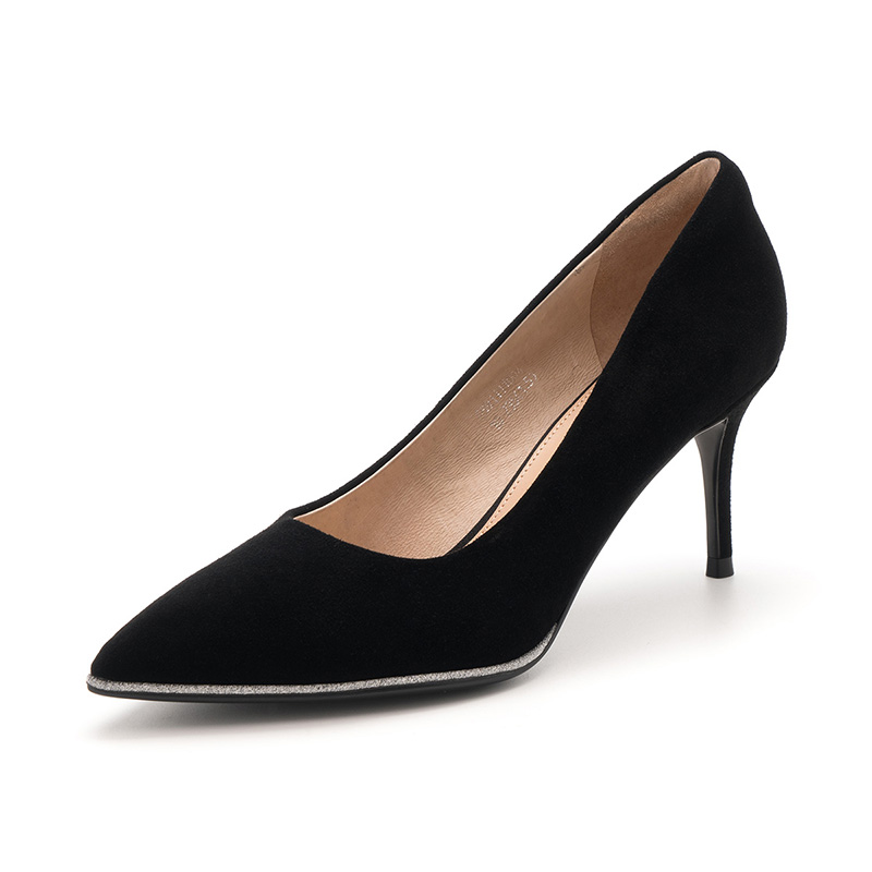 星期六(ST&SAT)2019年绒面羊皮革尖头高跟细跟时尚单鞋女SS91111004