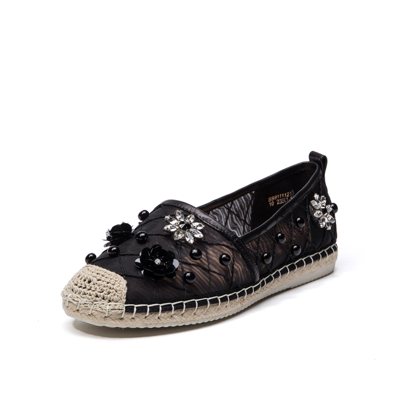 ST&SAT/星期六新品水钻装饰圆头平底休闲渔夫鞋单鞋女SS91111213