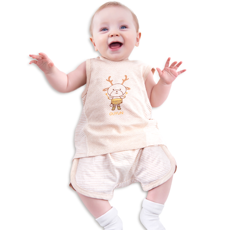 欧孕（OUYUN）宝宝夏装男儿童背心短裤套装薄纯棉婴儿衣服