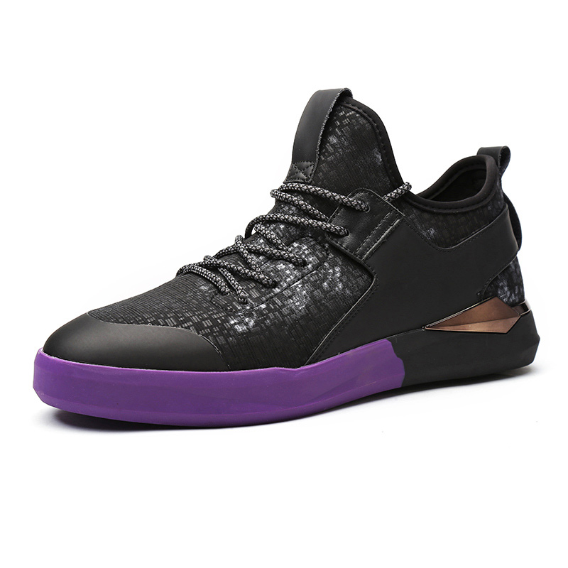 Aolun/澳伦男鞋双色底时尚金属装饰系带休闲鞋透气个性潮流型男板鞋