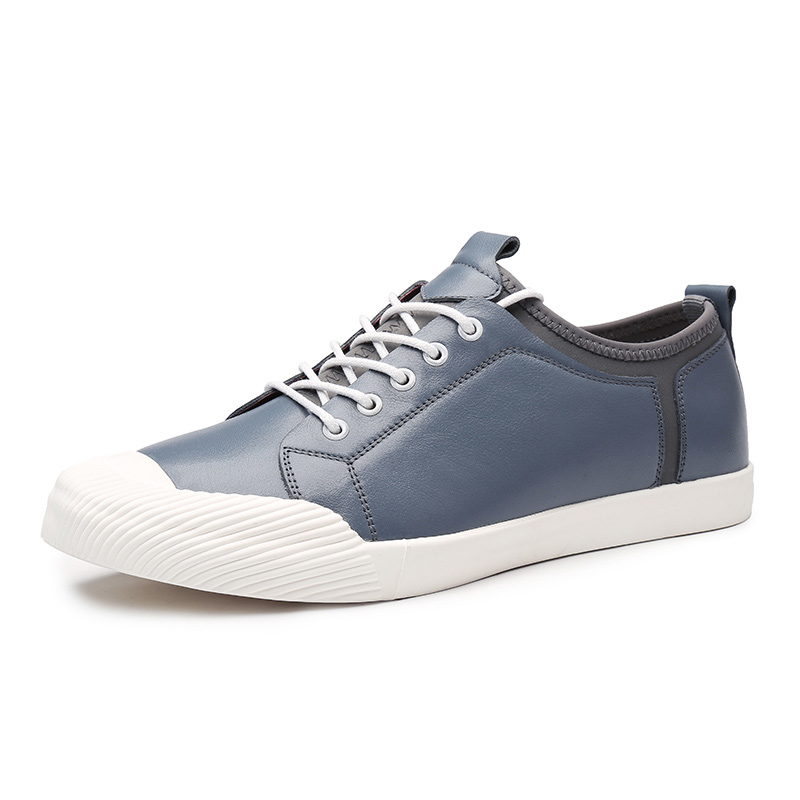 Aolun/澳伦男鞋潮流拼接时尚舒适休闲鞋男真皮牛皮经典板鞋系带简约街头运动鞋