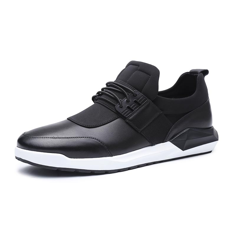 Aolun/澳伦男鞋真皮牛皮舒适松紧带套脚男士休闲鞋时尚百搭潮流男士鞋运动鞋跑步鞋