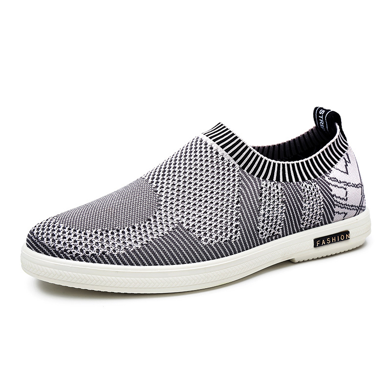 Aolun/澳伦男鞋经典轻便时尚飞织网布透气舒适休闲鞋套脚防滑耐磨