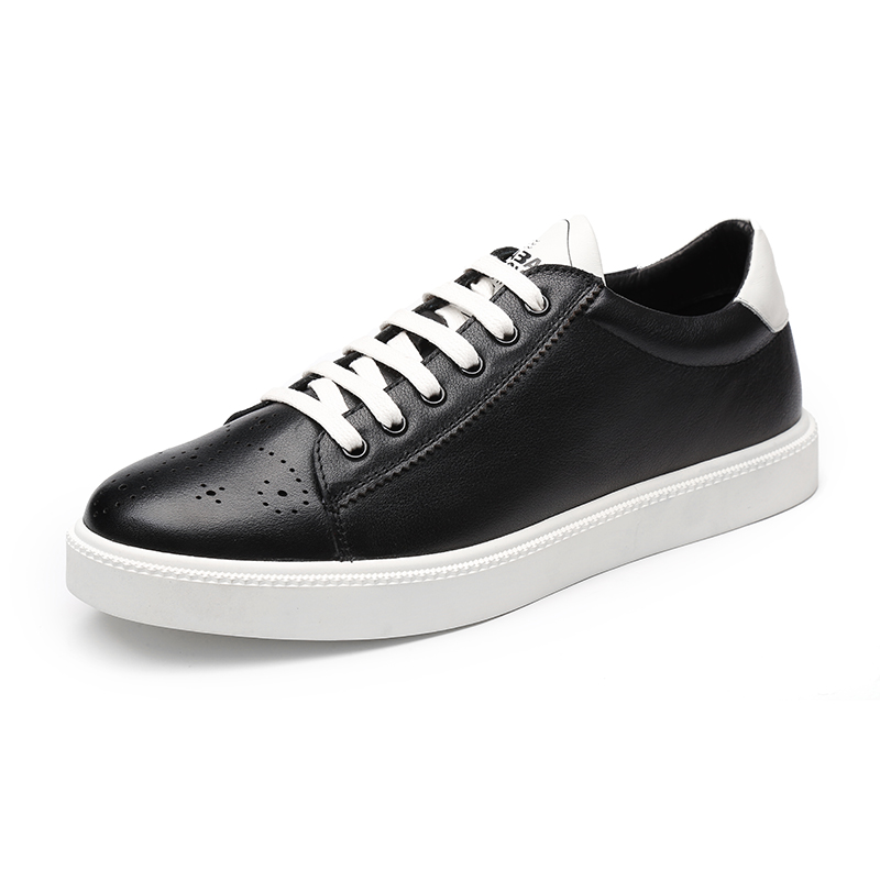 Aolun/澳伦男鞋雕花透气时尚板鞋头层牛皮个性休闲鞋男士单鞋舒适透气防滑橡胶底