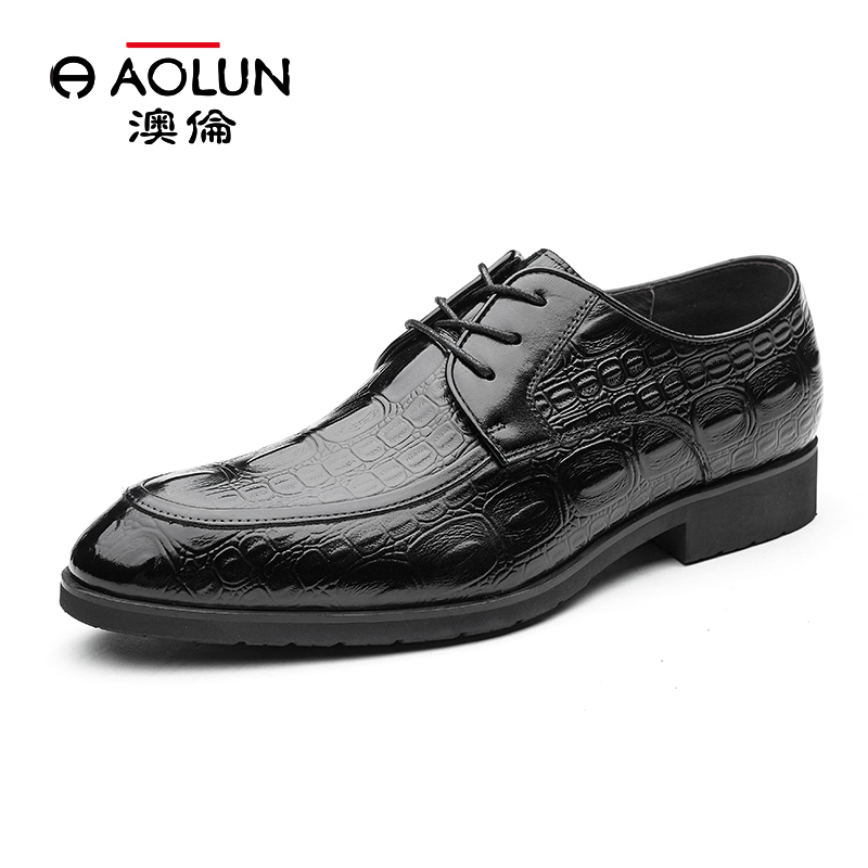 澳伦男鞋秋季新款商务正装皮鞋低帮系带商务正装鞋