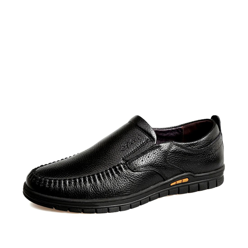 华伦世家(Valln Family)简约二层牛皮（除牛反绒）商务休闲鞋秋软牛皮百搭商务鞋一脚蹬套脚休闲鞋驾车鞋