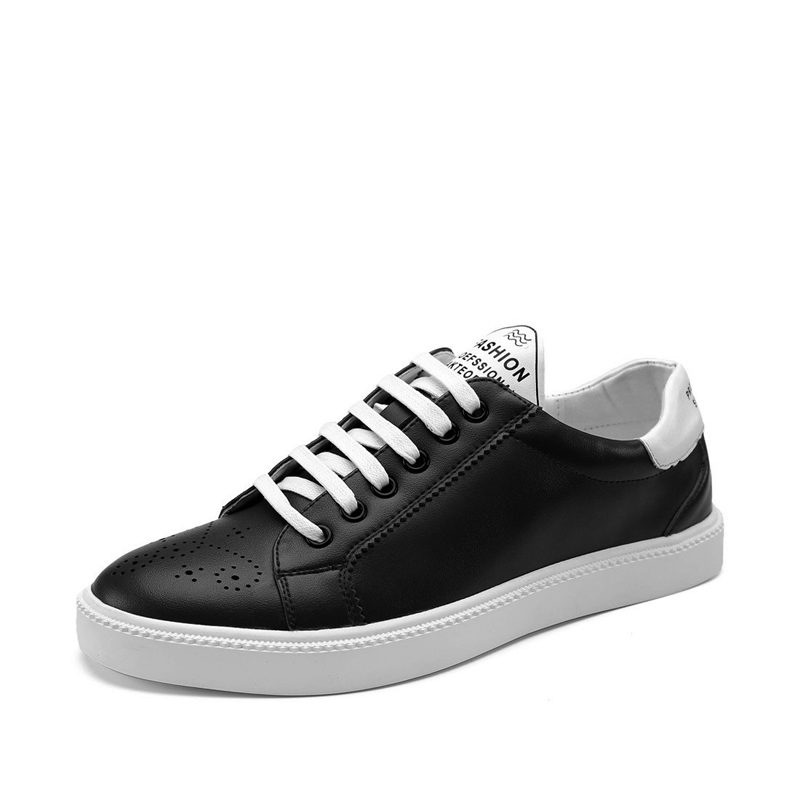 华伦世家(Valln Family)简约二层牛皮（除牛反绒）板鞋秋韩版潮鞋新款布洛克雕花鞋百搭板鞋