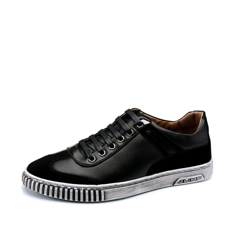 华伦世家(Valln Family)简约二层牛皮（除牛反绒）板鞋时尚拼接休闲男鞋青年低帮板鞋系带潮鞋