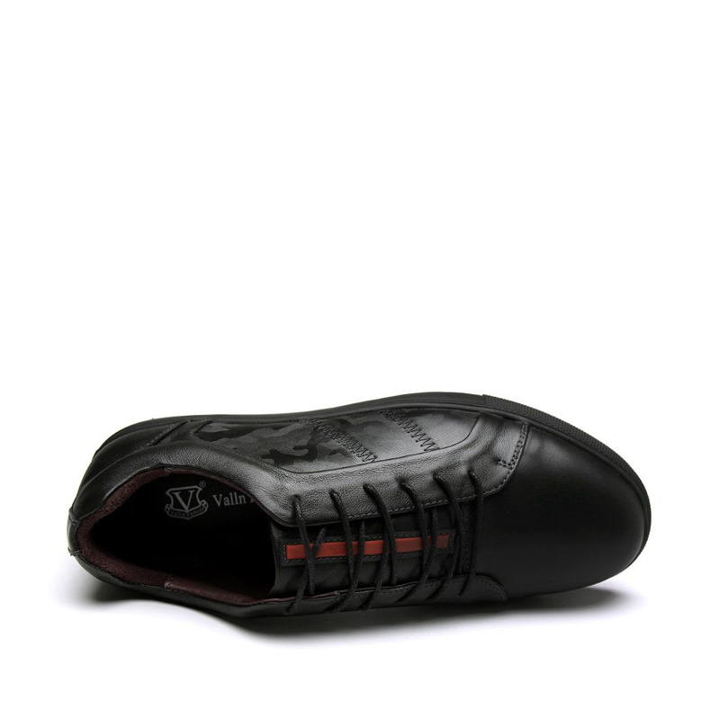 华伦世家(Valln Family)简约二层牛皮（除牛反绒）板鞋时尚牛皮英伦休闲鞋青年板鞋低帮透气鞋