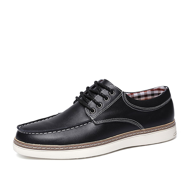 华伦世家(Valln Family)休闲二层牛皮（除牛反绒）帆船鞋男鞋便捷系带 舒适潮流休闲板鞋子男