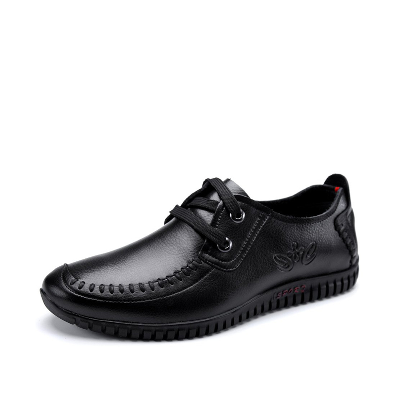 华伦世家(Valln Family)简约二层牛皮（除牛反绒）商务休闲鞋秋时尚英伦休闲男鞋透气帆船鞋