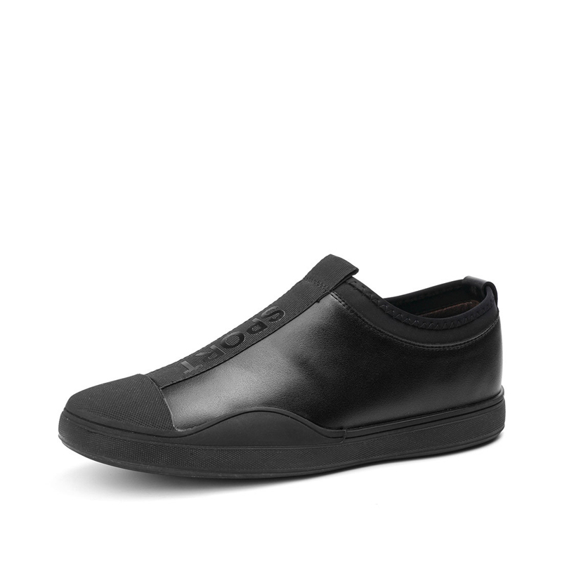 华伦世家(Valln Family)简约二层牛皮（除牛反绒）休闲皮鞋男鞋一脚蹬懒人套脚鞋休闲板鞋户外休闲鞋