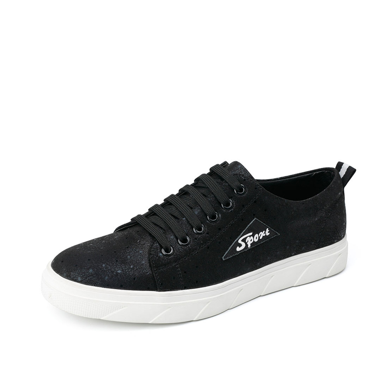 华伦世家(Valln Family)简约二层牛皮（除牛反绒）板鞋韩版潮流时尚休闲板鞋男鞋 简约百搭