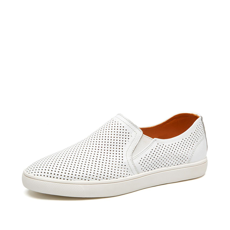 华伦世家(Valln Family)简约二层牛皮（除牛反绒）乐福鞋 春夏冲孔透气鞋懒人套脚鞋乐福鞋男鞋