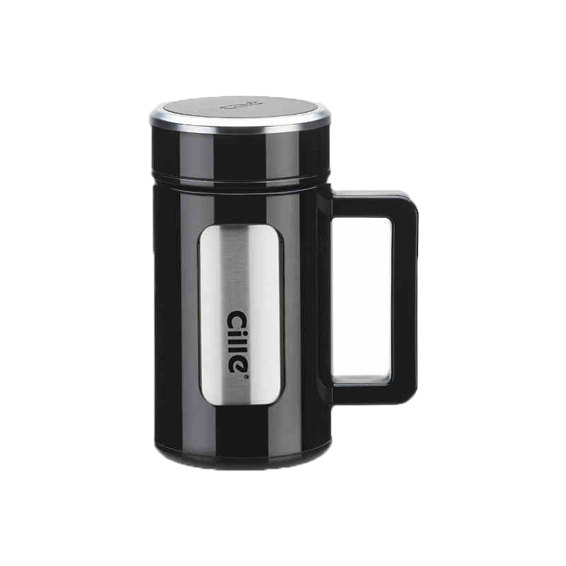 希乐304不锈钢保温杯男士商务不锈钢水杯大容量便携茶杯手柄定制杯子430ml