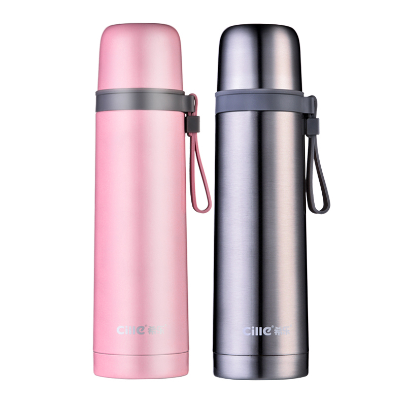 希乐304不锈钢大容量保温杯男女不锈钢水杯便携杯子学生儿童保温壶户外茶杯刻字500ml