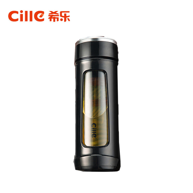 希乐玻璃杯双层水杯便携大容量茶杯男车载带过滤防摔办公随手杯子 500ml DS-032