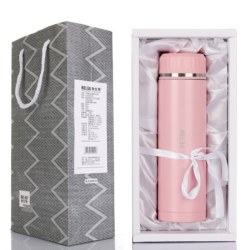 物生物(RELEA)罗马保温杯 不锈钢茶杯水杯子罗马男女士创意时尚壶直身杯500ML