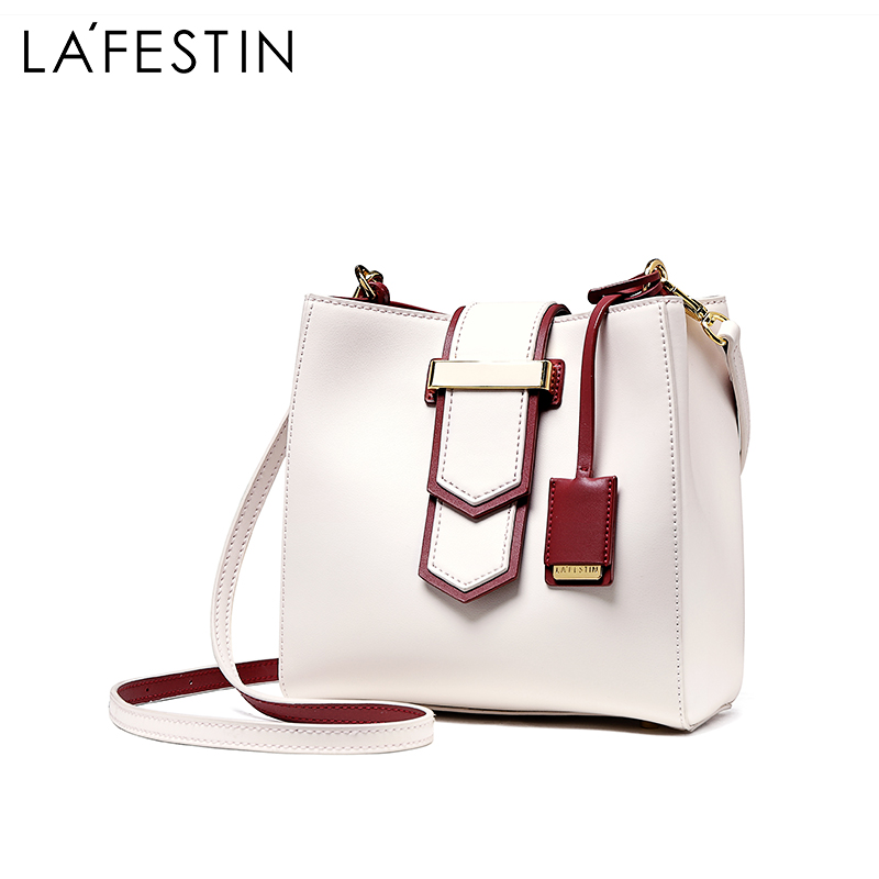拉菲斯汀2018新款包包欧美时尚牛皮水桶包女士手提包单肩包斜挎包