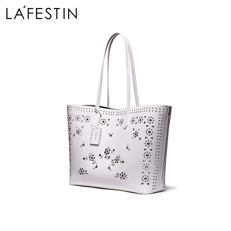 拉菲斯汀2018新款时尚镂空花朵托特包大容量单肩包韩版手提包休闲