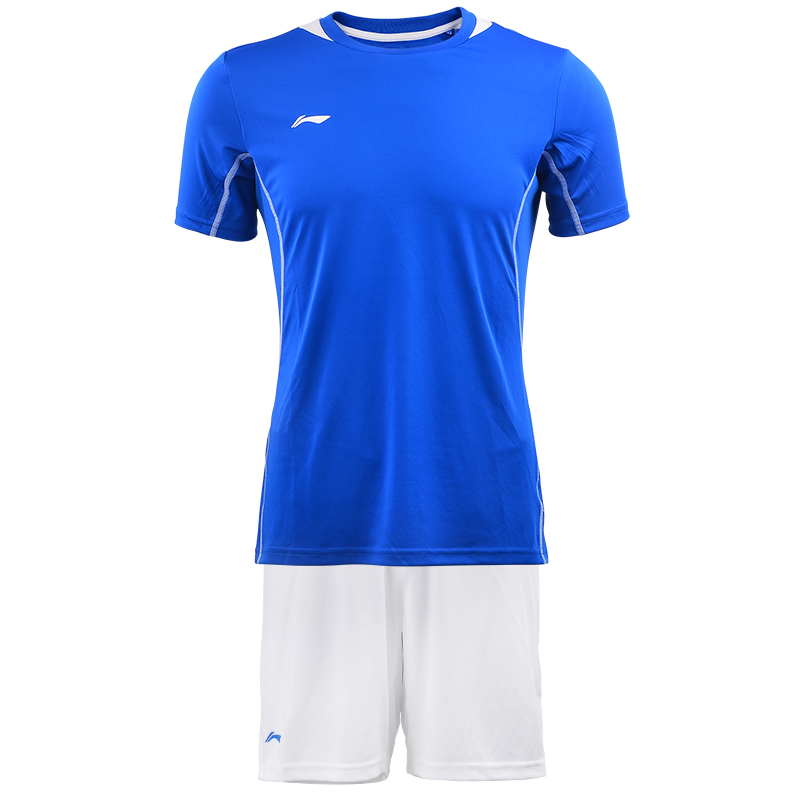 LINING李宁足球服套装男士比赛服足球衣训练服套服短裤 蓝色款 AATN033