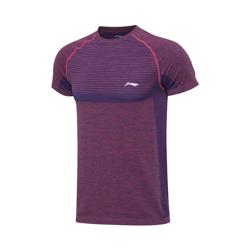 李宁（LI-NING）羽毛球服系列男子吸汗修身型比赛上衣 紫色款 AAYM043