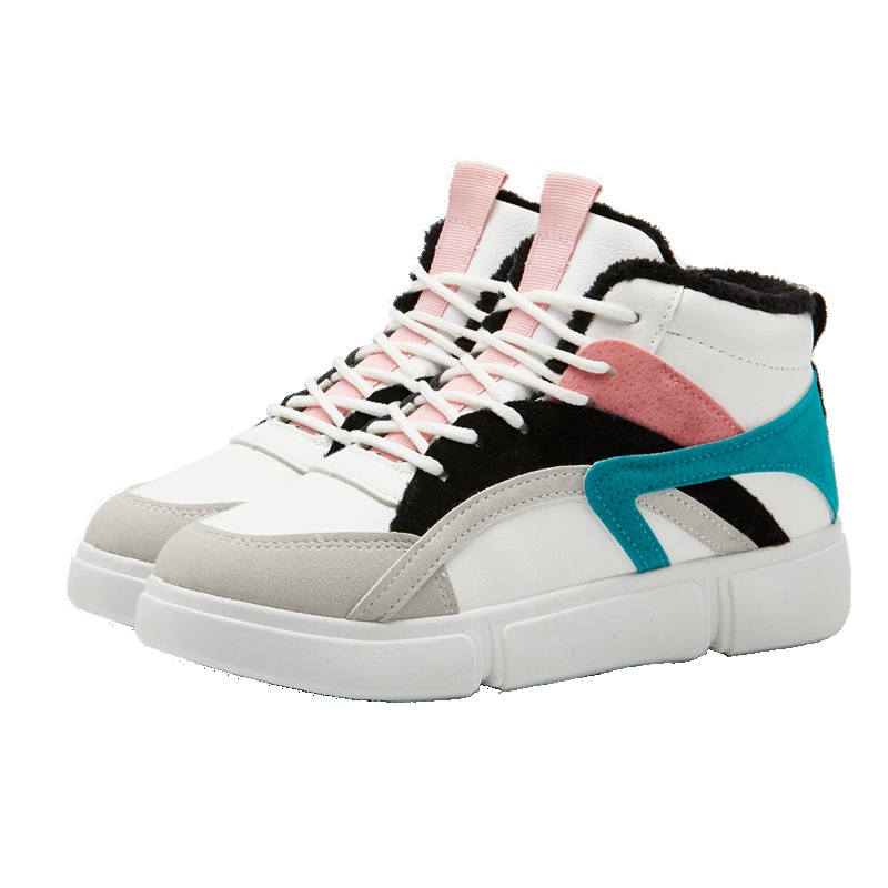 图思龙保暖加绒撞色高帮运动鞋冬季短靴女鞋