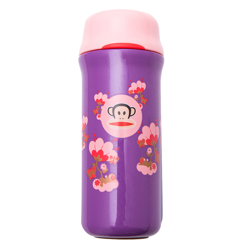大嘴猴（PaulFrank）不锈钢保温杯女便携直身杯时尚办公创意水杯400ML樱花紫