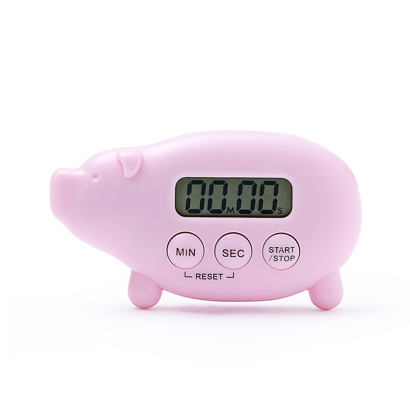 FaSoLa 卡通计时器 迷你厨房定时器大屏幕 正倒计时器 提醒器 卡通小猪款粉色