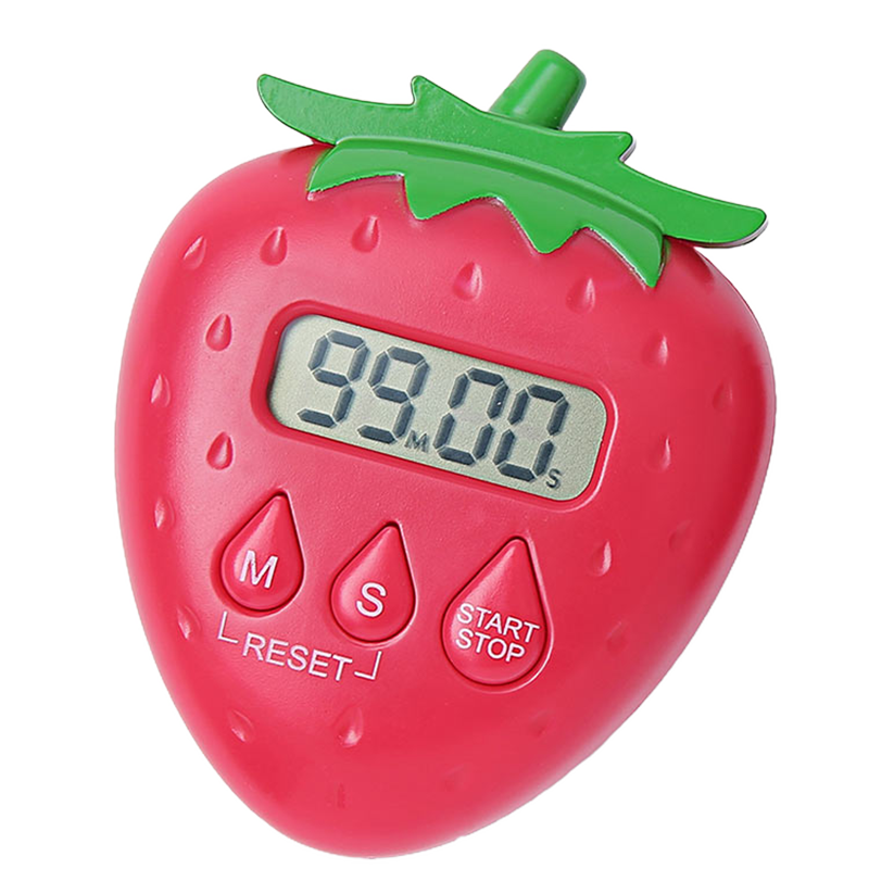 FaSoLa 卡通计时器 迷你厨房定时器大屏幕 正倒计时器 提醒器 草莓款红色